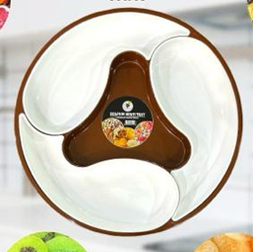 5 Pcs Multipurpose Round Tray with Section Cups-image